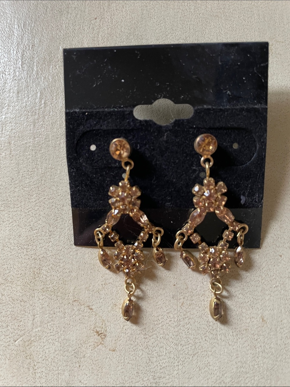 Gold-Tone Amber Crystal Dangle Chandelier Earrings